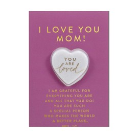 Lighthouse Christian Products Heart Stone Keepsake Figurine With Message Card 3.5 x 5.5 Inch Resin and Paper I Love You Mom