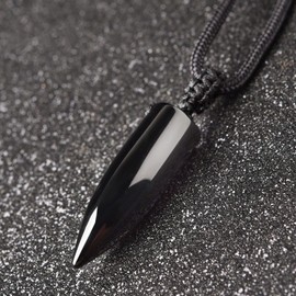 VIKCAUX Obsidian Necklace for Men Fashion Bullet Amulet Protection Pendant with Adjustable Rope Lucky Healing Crystal Stone Necklace Jewelry Gift