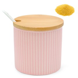 Fahibin 300 ml Ceramic Sugar Bowl, Spice Jar, Ceramic Sugar Bowl with Spoon and Lid, Vintage Sugar Bowl Small for Coffee Bar, Kitchen and Breakfast at Home