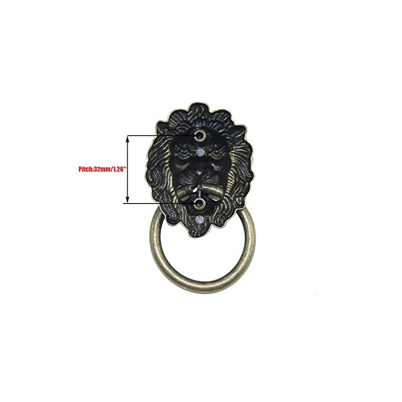 Lheng 90X51 Antique Bronze Lion Head Knobs Cabinet Handles Door