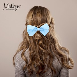 5.5 Inch Grosgrain Hair Bow Clip For Woman And Girls-Light Blue
