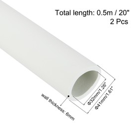 sourcing map 2pcs Pipe Insulation Foam Tube Lagging Insulation Pipe 32mm(1 1/4") ID 41mm OD 20" Heat Preservation for Handle Grip Support,White