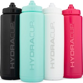 Hydra Cup - 4 PACK - 32oz Squeeze Water Bottles Bulk Set, BPA FREE, For Sports, Cycling, Bike, Quick Squirt Hydration, Shaker Cup Wire Whisk Included.