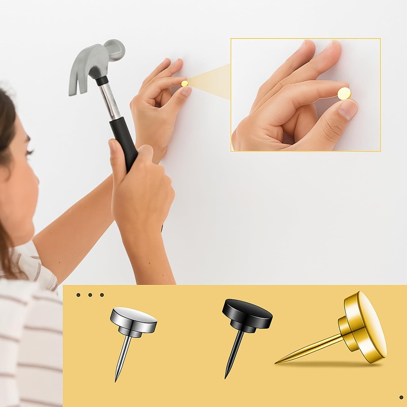 Gold Heavy Duty Thumb Tacks, Push Pins for Upholstery and