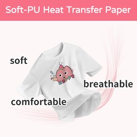 TranSmile PU-Heat Transfer Paper for T Shirts (20 Sheets,A4) Printable Heat Transfer Vinyl for Light Fabrics Iron on Transfers for Inkjet Printer (L-pro-20) Heat Transfer Paper