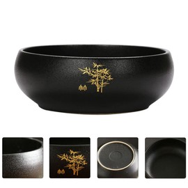 Gold painted black pottery tea wash japanese tea basin tea cup washing bowl chinese tea bowl ceremony matcha bowl tea residue bowl japanese matcha bowl sumi tray ceramics ink large
