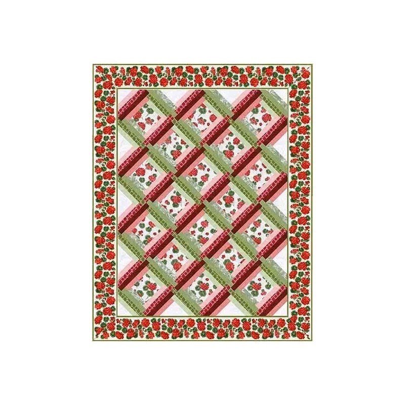 Benartex - Bettys Geraniums - Leafy Garden - White/Leaf, Fabric