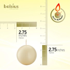 Bolsius Set of 2 Ivory Ball Candles - 2.75 inch Unscented Candle Set - Dripless Clean Burning Smokeless Dinner Candle - Perfect for Wedding Candles, Parties and Special Occasions