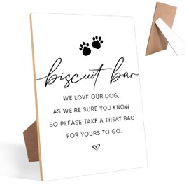 NZSXU Minimalist Take A Treat Biscuit Bar Sign, 8 x 11" Wedding Favors Sign with Stand, Wooden Material, Rectangular, Modern Style, Tabletop Mounting, Food & Weddings Theme, Event Guidance Sign