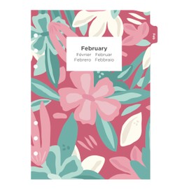 Filofax Calendar Diary Refill, A5 Size, Week-to-View, Illustrated Floral Diary Pack with Four-Color Print Design, Multilingual: Five Languages, 2025 (C6351-25)