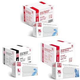 Basic Synmax Vinyl Exam Gloves & Medical Synmax Vinyl Exam Gloves & Medical Blue Nitrile Exam Gloves - Latex-Free & Powder-Free - NGPF 7004 (Case of 1,000), Xtra Large