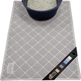 Gorilla Grip Cat Litter Box Mat, 35x23, Water Resistant Kitty Litter Trapping Mat, Textured Backing, Easy to Clean, Less Waste and Clean Floors, Kitten Supplies for Indoor Cats, Soft on Paws, Lt Gray