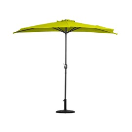 WestinTrends Lanai 9 Ft Outdoor Patio Half Umbrella, Small Grill Deck Porch Balcony Shade Umbrella with Crank, Lime Green