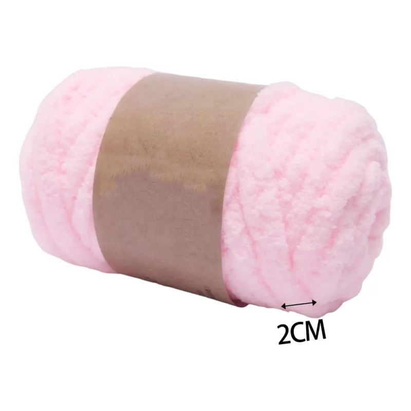 Hilo De Lana Grueso, Tela De Ganchillo Suave, Rosa Claro