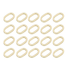 QUARKZMAN Pack of 20 Metal Oval Ring, 3/4 Inch Flat Oval Ring Buckle Belt Fastener Strap Holder Loop for DIY Leather Purses Handbags Straps, Gold Tone, Gold Tone