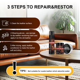 Leather Recoloring Balm Set,Leather Cleaner Restore Conditioner Mink Oil for Leather Repair Kit for Furniture Couches -Repairs Scratches Leather Dye Furniture Polish (Red, Leather Recoloring Balm Set)