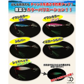 wind rise Metal Jig Set of 5 with Case 0.7 oz (20 g), 1.1 oz (30 g), 1.4 oz (40 g), Blue Item, Hairtail, Flounder, Center Balance (1.1 oz (30 g), Set of 5