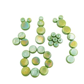 Iridescent Round Glass Mosaic Tiles for Crafts Bulk,500g Mini Circle Mosaic Glass Pieces for Flowerpots, Vases, Cups, Garden and Home Decor DIY Mosaic Making Supplies (Green)