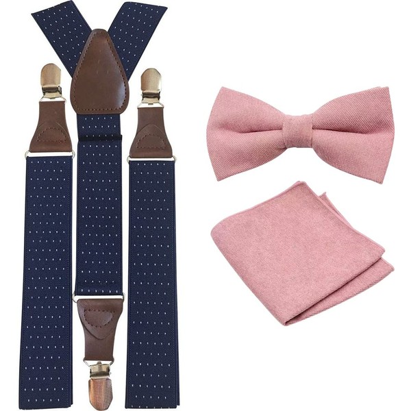 Men's Luxury Cotton Blend Bow Tie & Pocket Square with