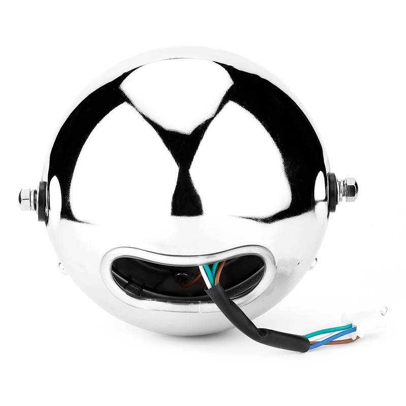Universal Motorcycle Retro Silver Shell White Lens Headlamp Front Headlight