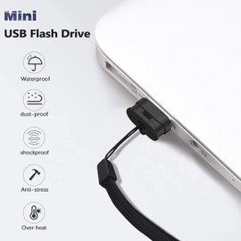 Vansuny USB Stick 64GB USB 3.0 Flash Drive Mini USB Memory Stick Portable USB Drive Pen Drive for PC, Laptop, Printer, TV, Car (Black, with Lanyard)