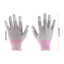 HARFINGTON 6 Pairs ESD Anti Static Gloves 19cm High Resistance Carbon Fiber Computer Gloves for PC Computer Electronics Installation and Repair(Small), Pink