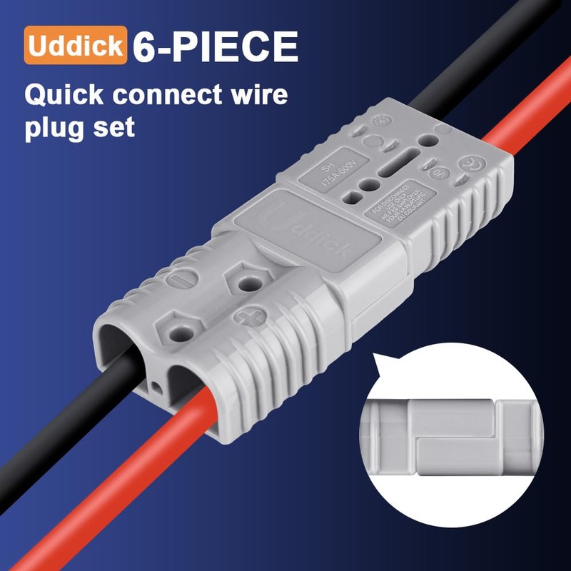 Uddick 175A Battery Quick Disconnect Connecteur, 600V Wire Harness Connector