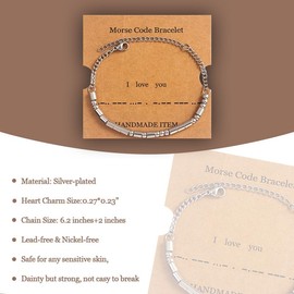 Yreamont I Love You Morse Code Bracelet for Women Men Birthday Romantic Gifts for Husband Wife Morse Code Bracelets for Boyfriend Girlfriend I Love You Bracelet for Her Him Mom Dad
