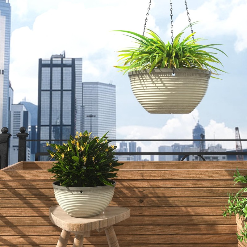 Vanslogreen 2 Pack Hanging Planters for Indoor Outdoor Plants, 10