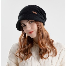 NOOFNO Fall/Winter Beanies for Women,Thick Earflap Warm Wool Knitted Hat with Blonde Hair Attached, Hat Wig,Khaki