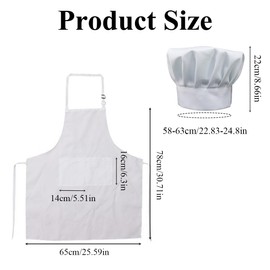 klahh White Chef Apron Hat Set Adjustable Chef Costume Adult Kitchen Chef Hat Chef Apron with Pockets for Men Women