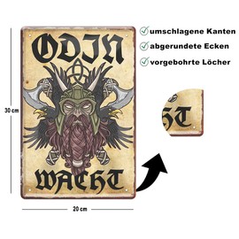 schilderkreis24 Tin Sign 20 x 30 cm "Odin Wacht" – Viking Decoration, Gift Idea for Fans of Norse Mythology