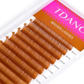 TDANCE Brown Lash Extensions Colored Lash Extensions 0.03/0.05/0.07mm C/D Curl Premium Brown Eyelash Extensions Salon Use (Light Brown,0.03-C,8-15mm)
