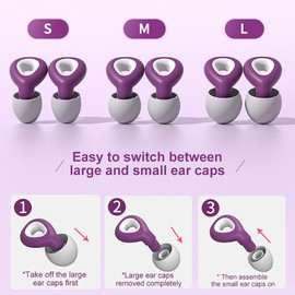 Quiet Ear Plugs for Sleep and Noise Reducing, Soft Comfortable Reusable Ear Protection for Travel, Study, Work, Blocking Loud Sounds, Snoring, Traffic; Ensures Peaceful Rest and Concentration, Includes Hygienic Storage Case. (Gray, S+M+L)