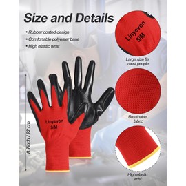 Maxcheck 54 Pairs PU Coated Gloves Bulk, Reusable Rubber Safety Gloves for Men Women Work Warehouse, Mechanic, Woodworking(Multicolor,M)