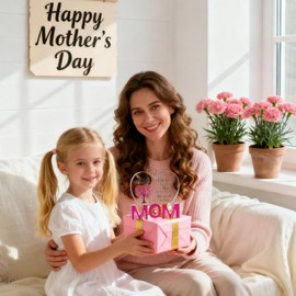 JLBLNHW Gifts for Mom - Mothers Day Gifts from Daughter Son Dad - Acrylic Heart Sign Plaque Presents 3.9 x 3.7 inch - Thanksgiving Mothers Day Birthday Gifts for Women