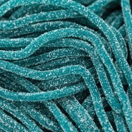 Bayside Candy Sour Straws Lace Collection - Soft & Chewy Licorice Ropes Coated in Tangy Sugar (Sour Blue Raspberry, 1LB)