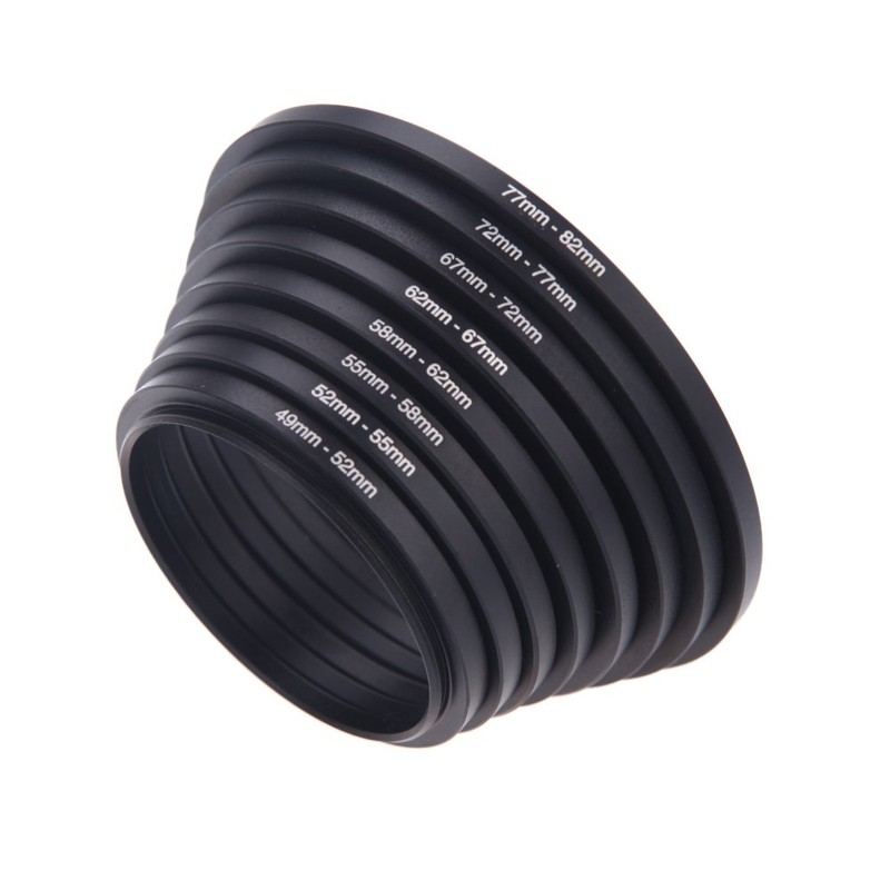 Snsowed 8pcs Step Up Ring Adapter 49-52-55-58-62-67-72-77-82mm 49mm 82mm Filter
