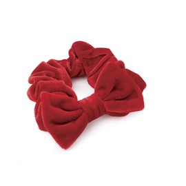 Soft Velvet Bow Hair Scrunchie Bobble Elastic Hair Band Accessories for Women Girls by Glitz4Girlz… (Red)