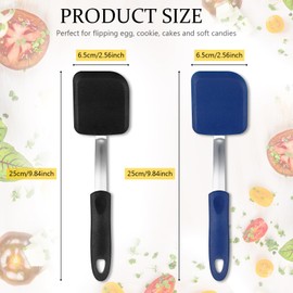 Yetene Silicone Cookie Spatula Turner 2 Pack Mini Brownie Spatula Flexible Kitchen Small Silicone Spatulas for Nonstick Cookware Heat Resistant No Scratch Flipper for Egg Pancake (Black,blue)