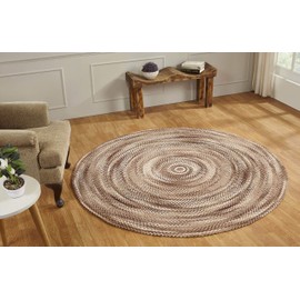 Better Trends Ombre Braided Area Rug, 72" Round, Reversible and Durable, 100% Soft Cotton Chenille, Ideal for Living Room, Bedroom, Ergonomic Comfort Standing Braided Mat - Brown