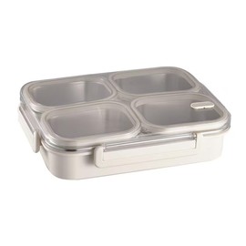 Stainless Steel Lunch Box for Kids & Adults - 1600ml Leak-Proof Bento Box w/ 4 Compartments | Dishwasher Safe | Ideal for School, Office, Outdoors (Cream)