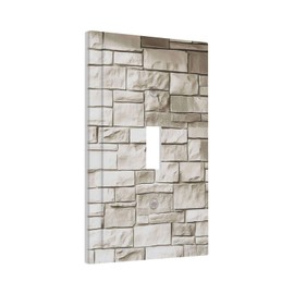 Nijuodnijir Decorative Light Switch Cover Natural Beige Stone Brick Texture 1 Gang Single Toggle Device Electrical Faceplate Switchplates Decorator Outlet Wall Plate For Bathroom Home Decor