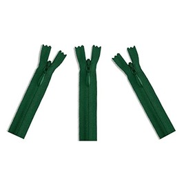 Invisible (Conceal) YKK Zippers - Perfect for Clothes, Crafts & Sewing Projects - Color: Green #530 - Choose Your Length - Made in The United States (3 Zippers Per Pack) (14" Inches)