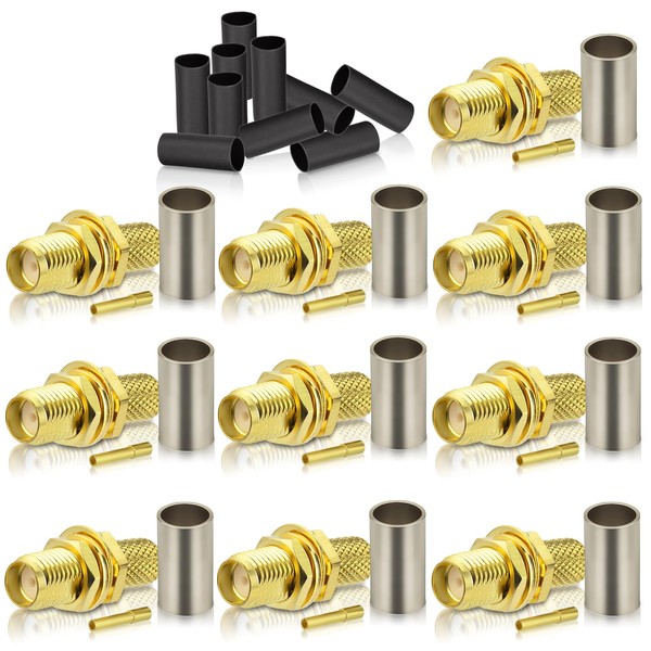 Bingfu SMA Female Connector Bulkhead Mount Crimp Solder Attachment 50