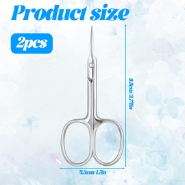 2 Pcs Nail Scissors for Women & Men, Cuticle Scissors Extra Fine Curved Micro Serrated Stainless Steel Manicure Scissor for Eyelash, Mustache, Eyebrow, Nose Hair, Toenail