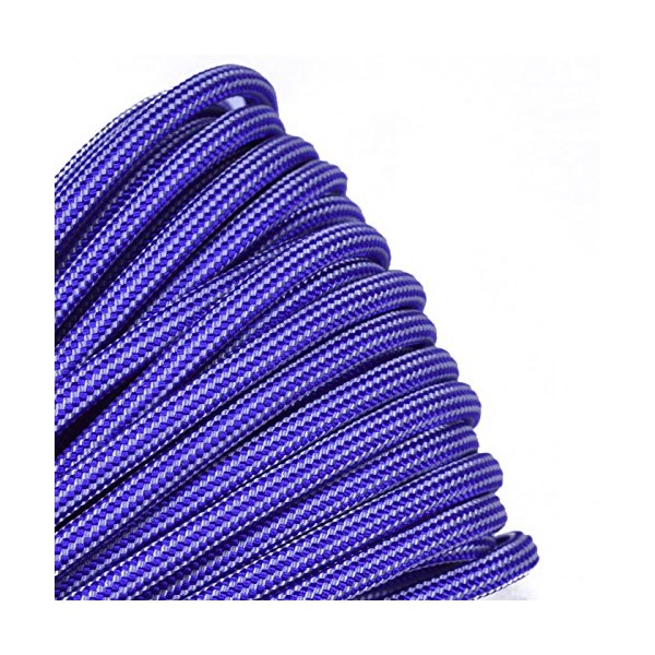 Bored Paracord - 1', 10', 25', 50', 100' Hanks & 250', 1000' Spools of Parachute 550 Cord Type III 7 Strand Paracord Well Over 300 Colors - Acid Purple with Silver Stripe - 100 Feet