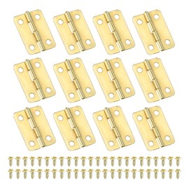PATIKIL Small Butt Hinges 1 Inch, 12 Pack Mini Jewelry Box Hinge with Screw for Jewelry Wooden Boxes Cabinet Drawer Doors Gate, Gold