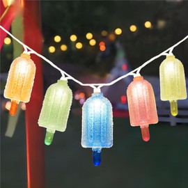 Pallerina 8.5Ft LED Popsicle String Lights with 10 Multicolor Popsicle Shaped Lights,Popsicle Decorations LED Lights for Outdoor,Beach,Caping,Home,Summer Party Decor