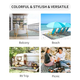 MontVoo Outdoor Rug Carpet 8x10 Waterproof-Patio Rug Mat Reversible RV Camping Rug Picnic Mat Plastic Straw Outside Rug for Balcony Porch Deck Beach-Boho Outdoor Area Rug for Patio Decor Colorful